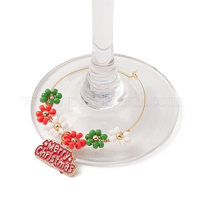 Подвески для бокалов из сплава эмали с рождественской тематикой AJEW-JO00188-1