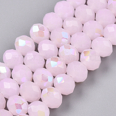 Стеклянные бусины с гальваническим покрытием  EGLA-A044-J8mm-L02-1