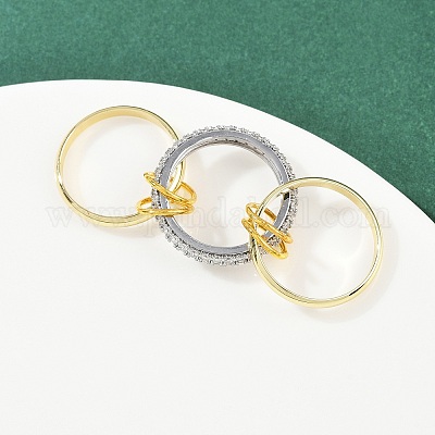 Латунные микро проложить пальцев кольца кубического циркония RJEW-D325-01PG-06-1