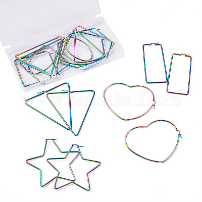 9 пара серег-колец геометрической формы из нержавеющей стали 304 в двух стилях STAS-FW0001-21-1