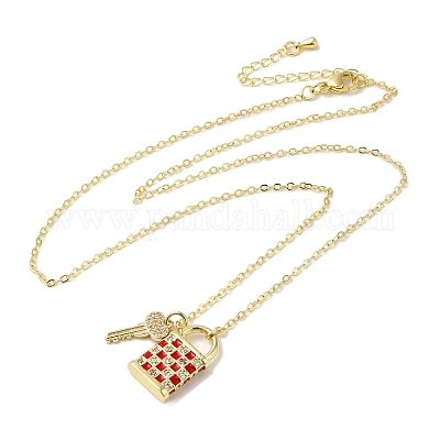 Кулон из микро-паве из латуни с цирконом NJEW-B082-04G-02-1