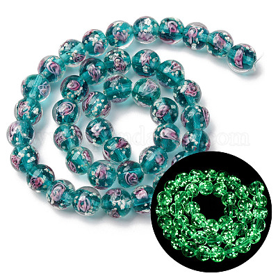 Светящиеся бусины ручной работы из искусственного песка в технике лэмпворк LAMP-B028-03P-10mm-1