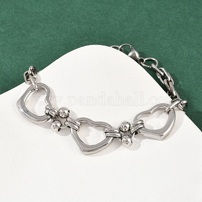 201 браслет-цепочка из нержавеющей стали для женщин BJEW-B143-14P-1