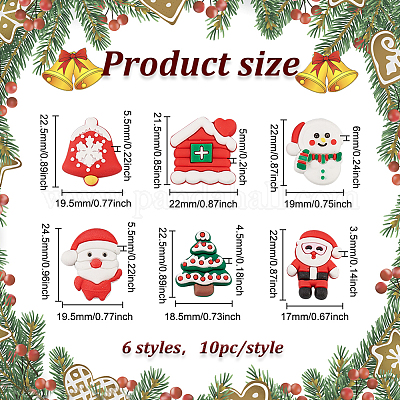 60шт 6 стиля силиконовых кабошонов SIL-FG0002-40-1