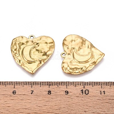 Сердце из текстурированной нержавеющей стали 304 с подвесками в виде луны STAS-T067-33G-1