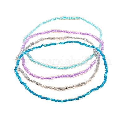 4 шт. 4-цветные светящиеся браслеты на ногу из пластика в форме ронделла с бисеринами WG02137-01-1