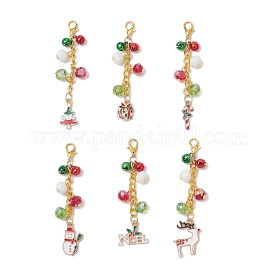 6 шт. рождественские украшения из эмали и стекла HJEW-JM03680-1