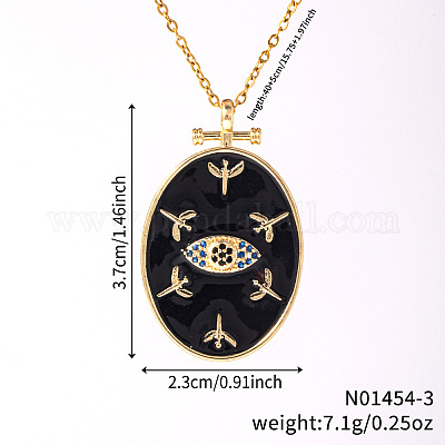 Элегантные латунные ожерелья с прозрачными кубическими цирконами и эмалью в виде счастливого глаза RW8317-3-1