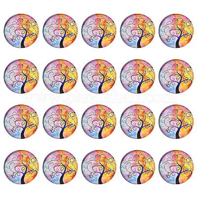 Половина раунд / купол дерево шаблон стекло Flatback кабошоны для поделок проектов GGLA-YW0001-14J-1