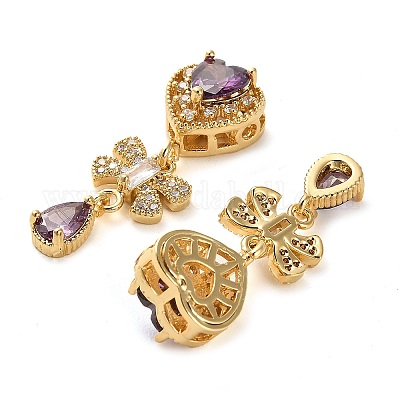 Латунные микро проложить кубического циркония бусы KK-D093-08G-1