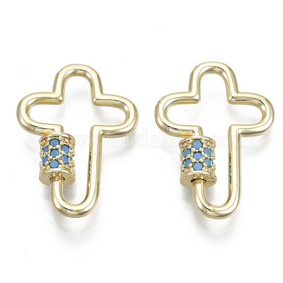 Латунь микропаве кубический цирконий винт карабин подвески с замком KK-R136-070C-NF-1