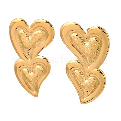 Серьги-гвоздики в форме сердца из нержавеющей стали 304 EJEW-I320-24G-05-1