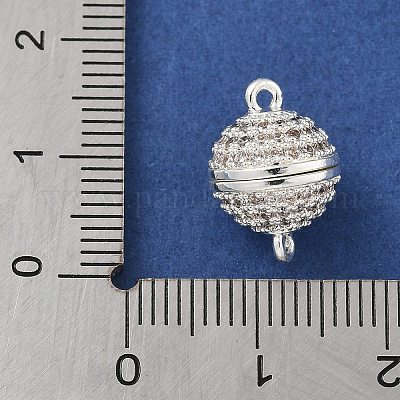 Магнитные застежки из латуни с микропейвом и прозрачным кубическим цирконием KK-P284-01B-S-1