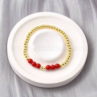 Абс имитация жемчуга круглые бусины эластичные браслеты для женщин BJEW-D317-12B-G-1