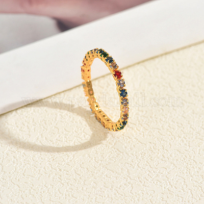 Женские кольца на палец из латуни с микропаве и кубическим цирконием HG4914-4-1