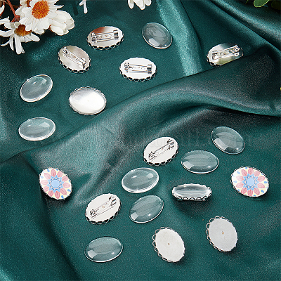 Набор для самостоятельного изготовления броши из нержавеющей стали 304 в форме овала DIY-UN0056-12B-1