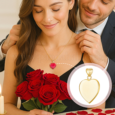 1 шт. подвеска в форме сердца из стерлингового серебра с двумя оправами в виде кабошона STER-PH0004-20-1