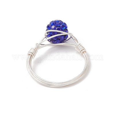 Кольца для женщин из полимерной глины ручной работы со стразами RJEW-JR00920-01-1