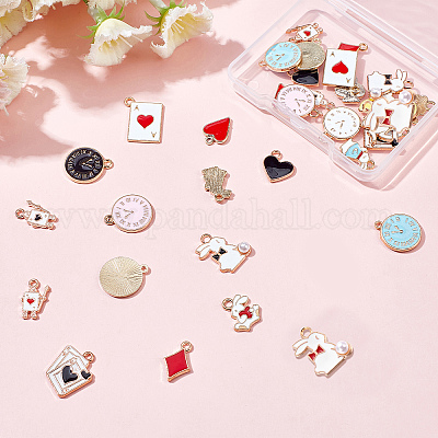 Wholesale SUNNYCLUE 30Pcs 15 Style Alloy Enamel Pendants