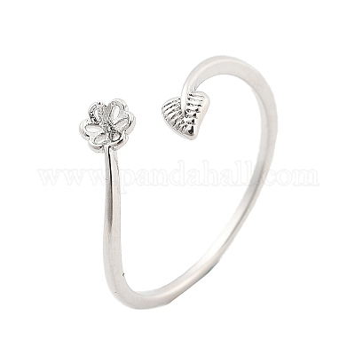 Регулируемые кольца из латуни в форме листьев и цветов KK-G527-01C-P-1