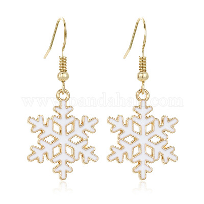 Серьги-подвески из эмалевого сплава со снежинками FS-WGD9918-01-1