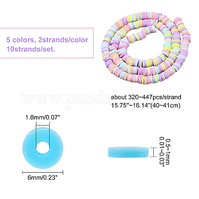24 colori in polimero piatto Heishi Caffox kit di artigianato con lettere e 4 rotoli di corda elastica perline e lettere dell'alfabeto per la creazione di gioielli perline in argilla da 6 mm 