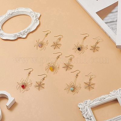 Болтающийся серьги природный драгоценный камень EJEW-JE05189-1