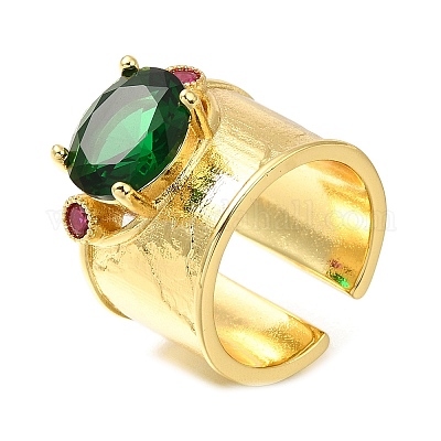 Открытые манжеты из латуни с микро-паве и кубическим цирконием для женщин RJEW-M022-29G-1