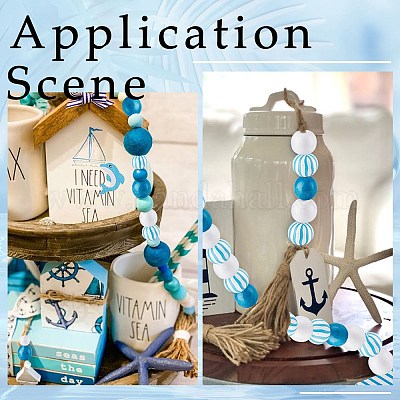 100 шт. 7 стиля бусины из натурального дерева с морской тематикой WOOD-SC0001-55-1