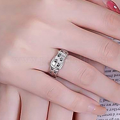 Bague Anti-stress Pivotante Avec Empreinte De Patte De Chien – Acier Inoxydable, Cadeau TDAH Anxiété, Femme Homme