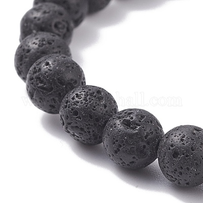 Стрейч-браслет из натурального вулканического камня BJEW-TA00094-1