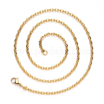 Ожерелье из нержавеющей стали с вакуумным покрытием PVD 304 NJEW-S420-004G-1