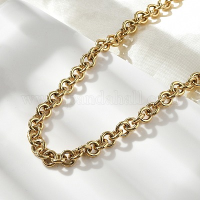 Ионное покрытие (ip) 304 нержавеющая сталь цепочка роло ожерелья NJEW-F297-02G-1