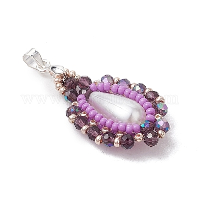 Подвески-слезинки из стеклянных бусин PALLOY-MZ00578-03-1