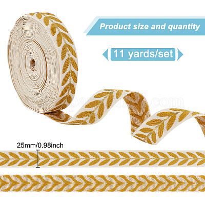 Около 10.5~11 ярда жаккардовых лент из поликоттона в этническом стиле с узором в виде листьев OCOR-GO0001-15C-1