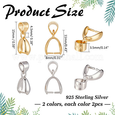 4 шт. 2 цвета 925 серебряных держателя для ледоруба STER-ME0001-29-1