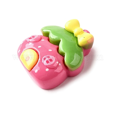 Темно-розовый милый кабошон из непрозрачной смолы CRES-I040-01C-1