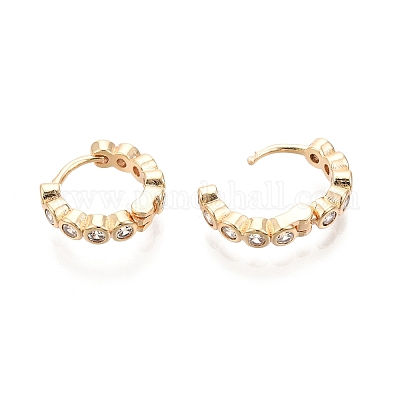 Серьги-кольца из прозрачного кубического циркония EJEW-G321-02G-1