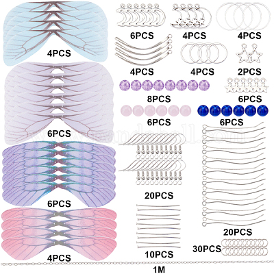Wholesale SUNNYCLUE 1 Box DIY 10 Pairs Butterfly Dragonfly Wing Earring ...
