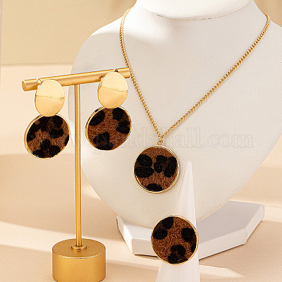 Комплект из плоского круглого сплава с леопардовым принтом FS-WG76AFD-01-1