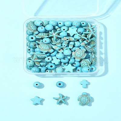 Синтетические бирюзовые бусы G-FS0005-82-1