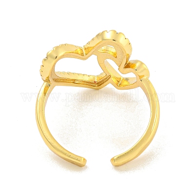 Кольца-манжеты на палец с сердечком из латуни с микро-паве и прозрачным фианитом для женщин RJEW-C103-12G-1