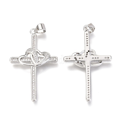 Латунные микропаве прозрачные подвески с фианитом ZIRC-O038-10P-1