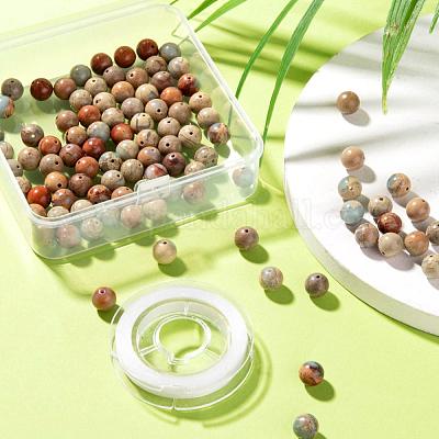 100шт 8мм натуральные бусины из аква терра-яшмы DIY-LS0002-35-1