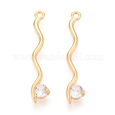 Латунные микропаве прозрачные подвески с фианитом KK-T078-01G-05-1