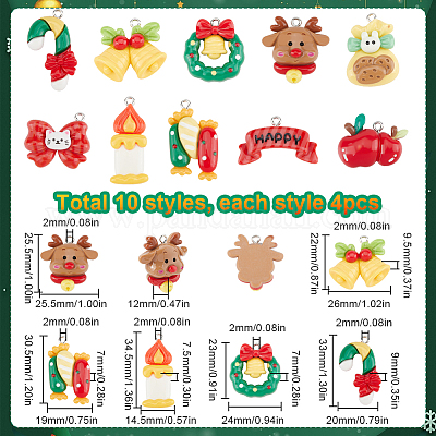 40 шт. 10 стиля пластиковых подвесок на рождественскую тематику FIND-SC0011-40-1
