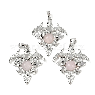 Естественно розового кварца треугольник подвески G-G293-01P-21-1