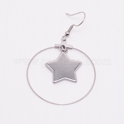 Из нержавеющей стали болтающийся серьги STAS-WH0015-37P-1