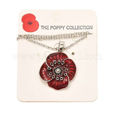 Ожерелья с подвеской в виде цветка мака из сплава NJEW-B080-02P-1