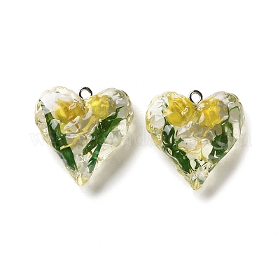 Подвески из прозрачной смолы с сухоцветами RESI-A043-03A-1